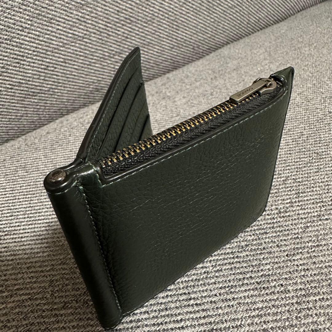 ☆美品☆ coach マネークリップ　財布　ダークグリーン