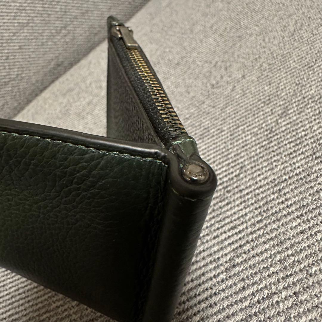 ☆美品☆ coach マネークリップ　財布　ダークグリーン