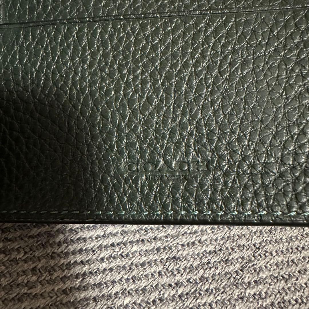 ☆美品☆ coach マネークリップ　財布　ダークグリーン