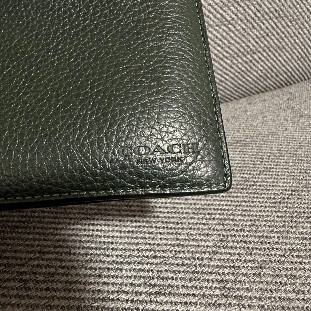 ☆美品☆ coach マネークリップ　財布　ダークグリーン