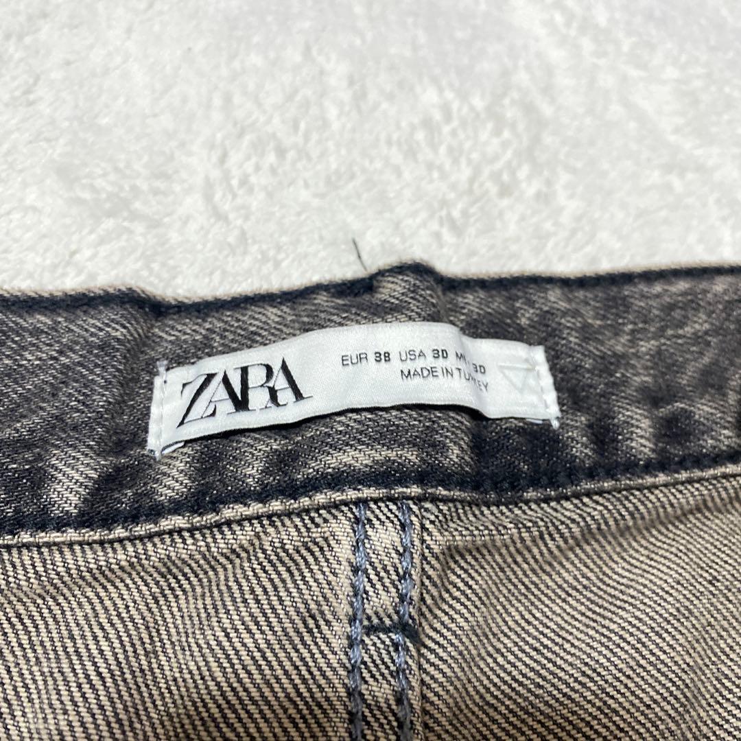ZARA ユーティリティーマルチポケットカーゴパンツ 黒 ケミカルウォッシュ