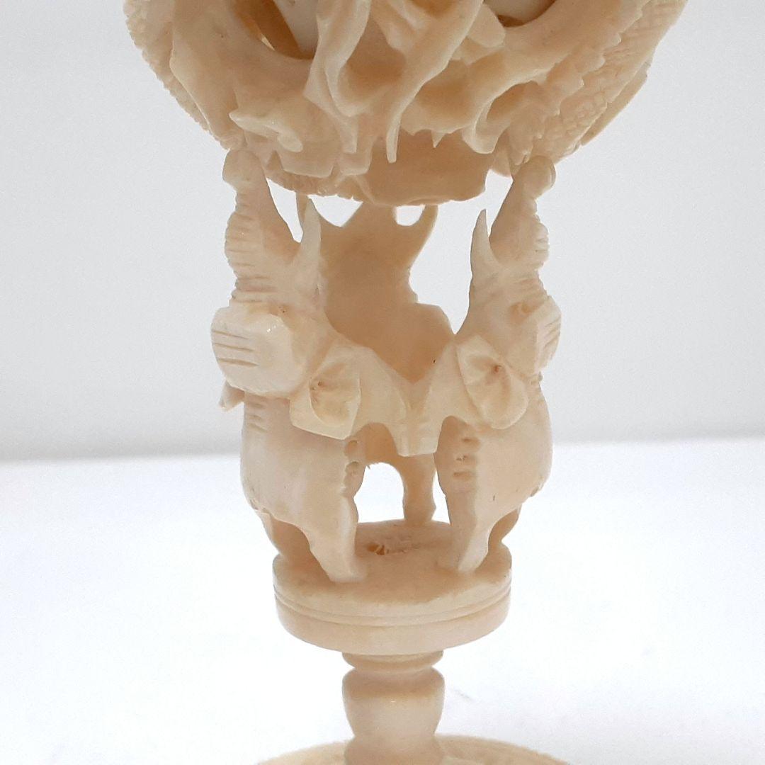 Y1701-12 極上 透かし細工 龍天球置物 総重量55.9 g