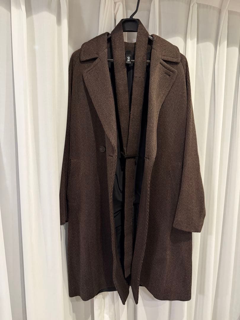 【極美品】hevo ダブルブレストベルテッドコート　sizeL