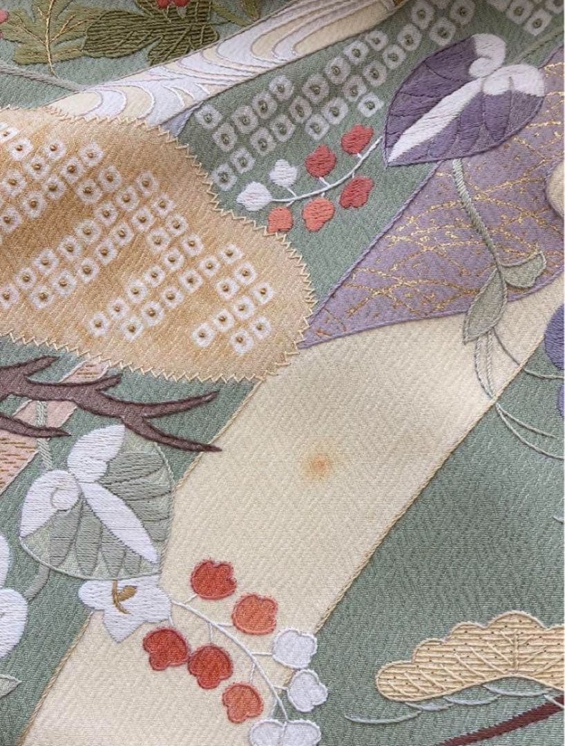 リクエスト価格に変更済み　蘇州刺繍スワトウ刺繍訪問着宝尽くし橘正絹　裄丈69cm