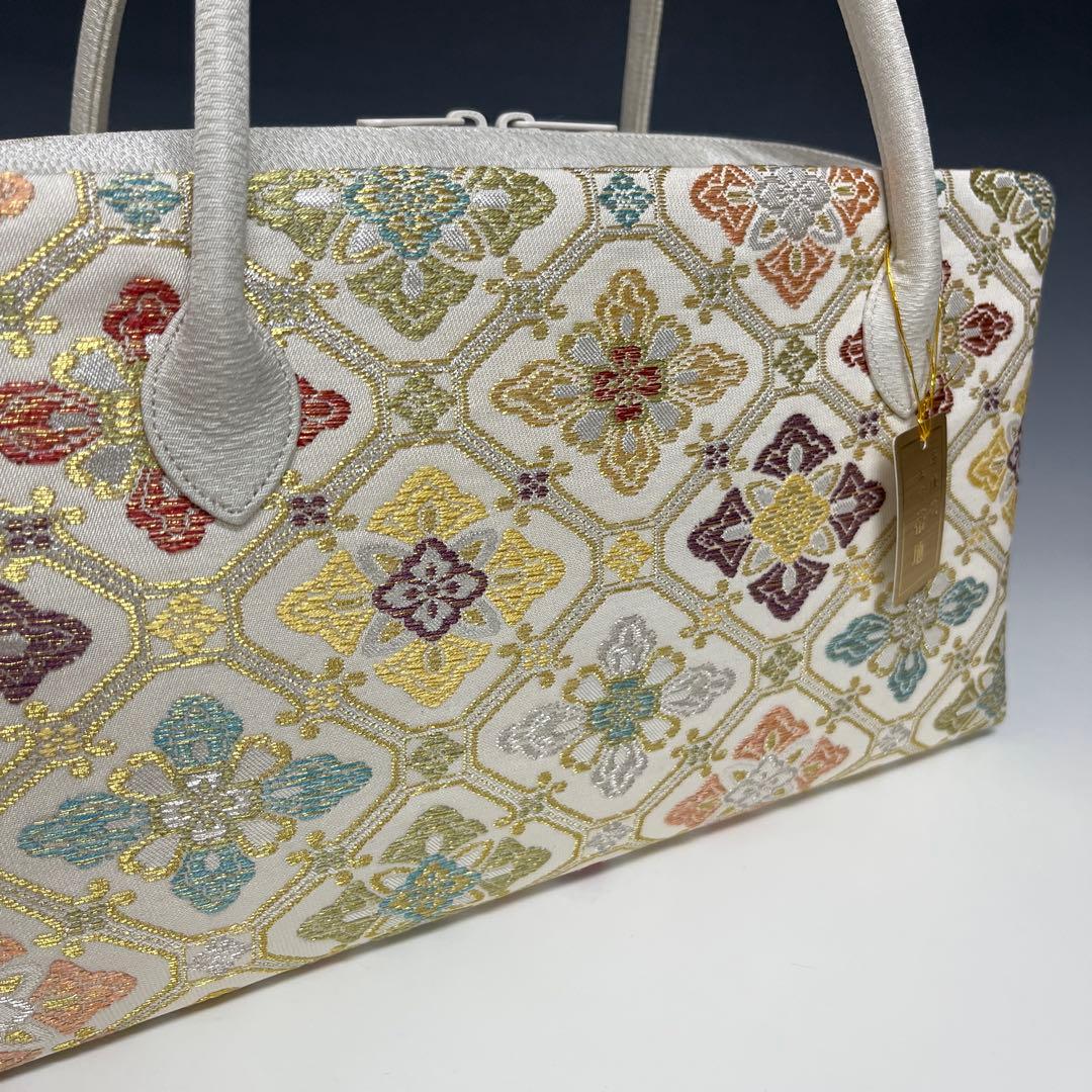 新品未使用品　京都 西陣織正絹帯地使用　利休バッグお茶席　250314