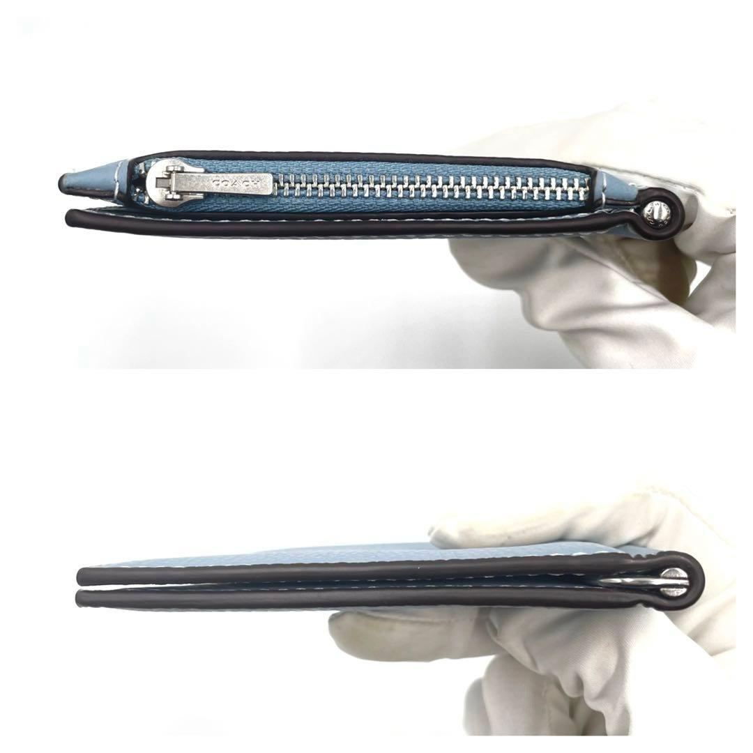 て*ー様 COACH マネークリップ ぺプルレザー ライトブルー コーチ　財布