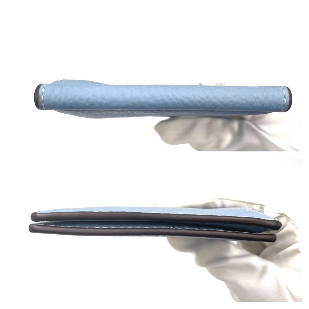 て*ー様 COACH マネークリップ ぺプルレザー ライトブルー コーチ　財布