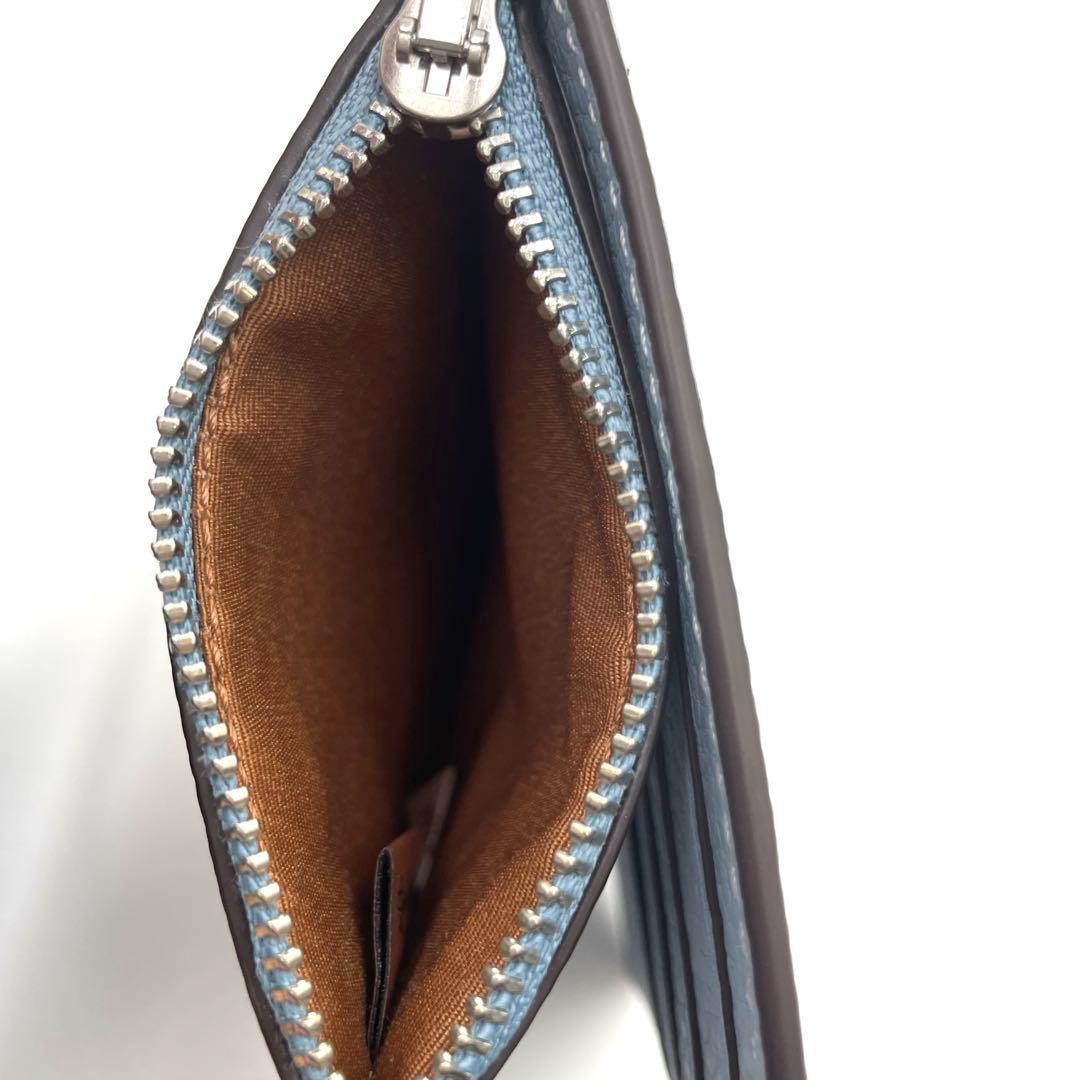 て*ー様 COACH マネークリップ ぺプルレザー ライトブルー コーチ　財布