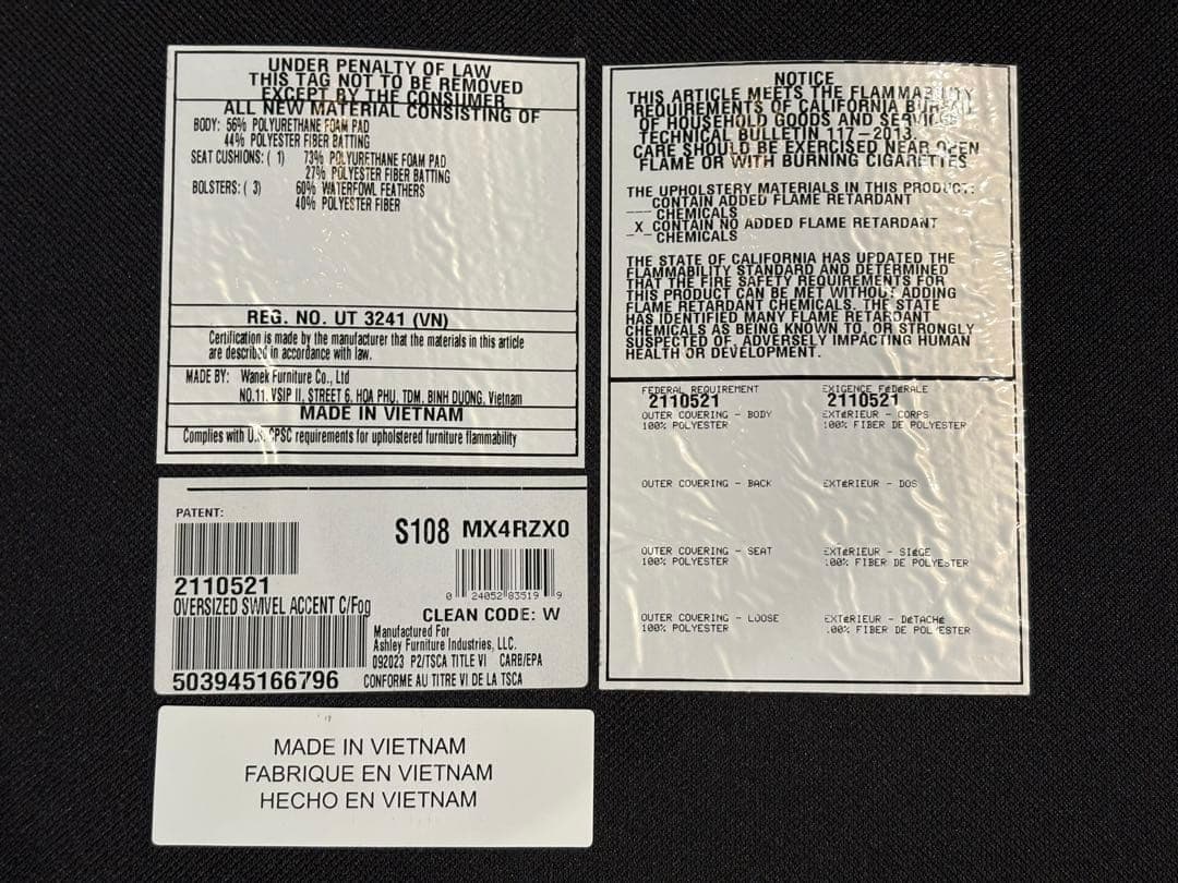 Ashley アシュリー 2人掛けソファ　コーデュロイ調ソファ　アメリカ