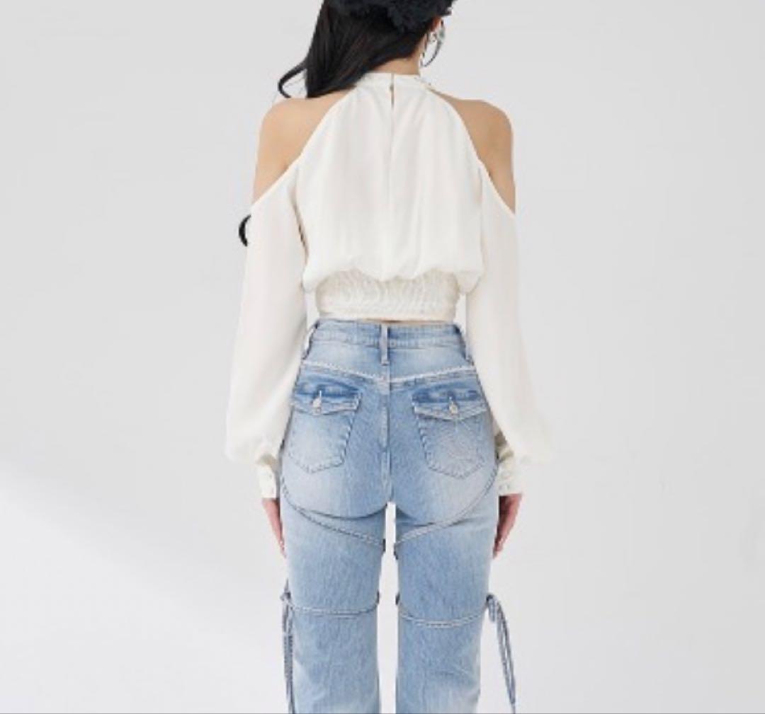 ダーリッチ　パールネックアメスリブラウス