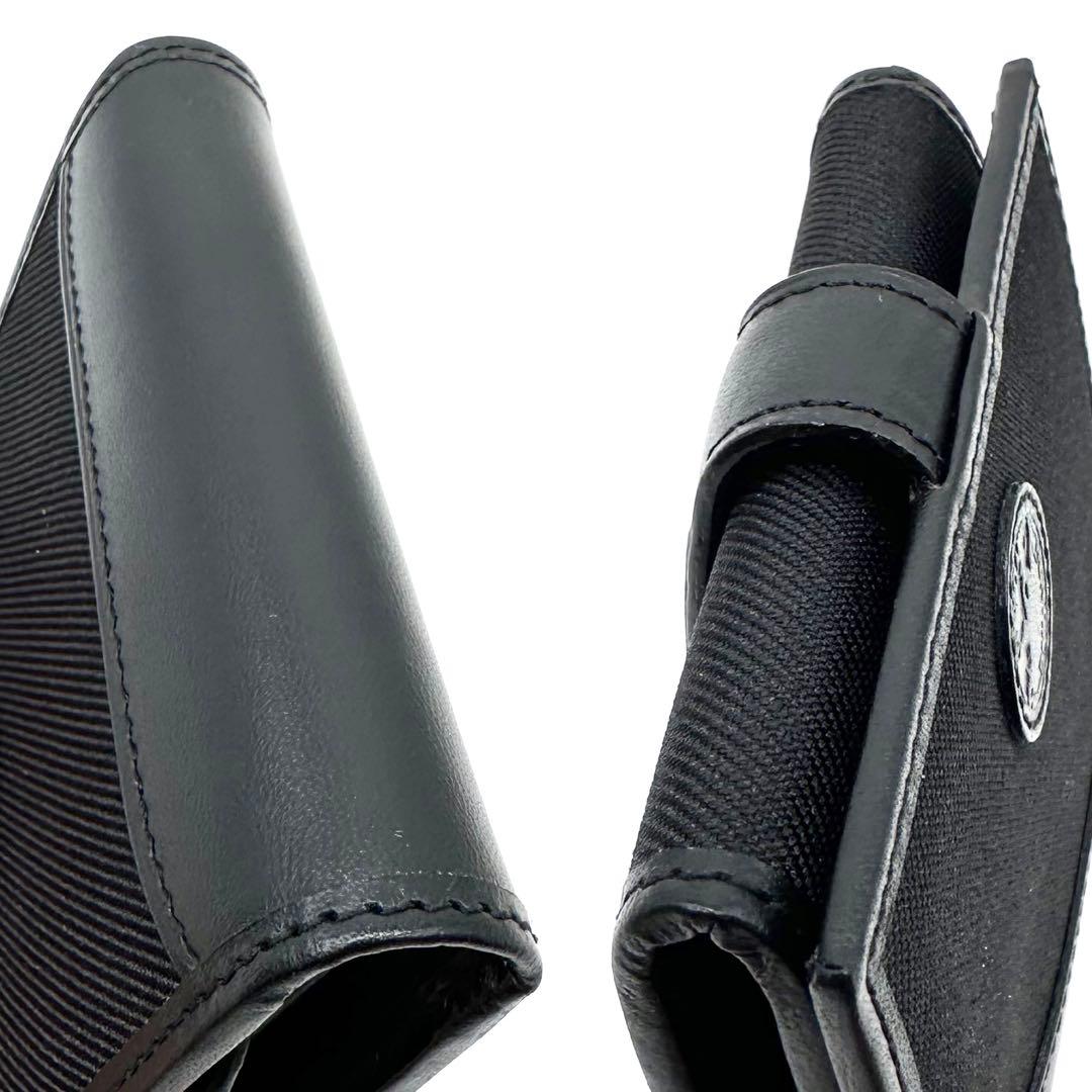 未使用✨ハンティングワールド 二つ折り財布 SAFARI 本革 キャンバス 黒