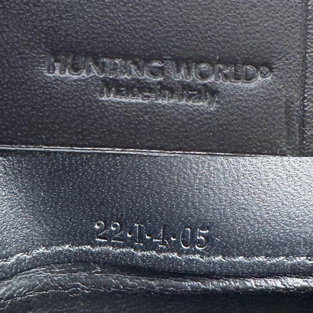 未使用✨ハンティングワールド 二つ折り財布 SAFARI 本革 キャンバス 黒