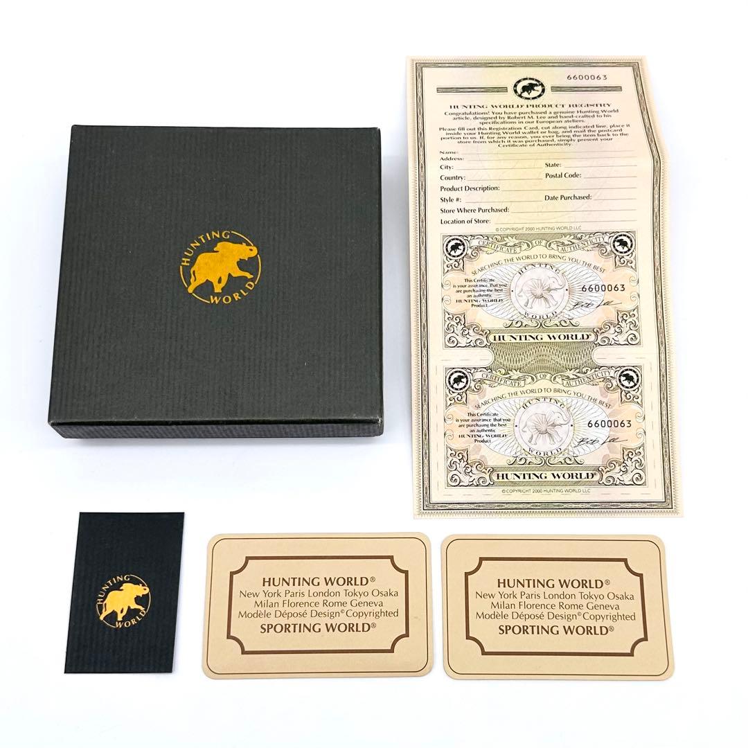 未使用✨ハンティングワールド 二つ折り財布 SAFARI 本革 キャンバス 黒