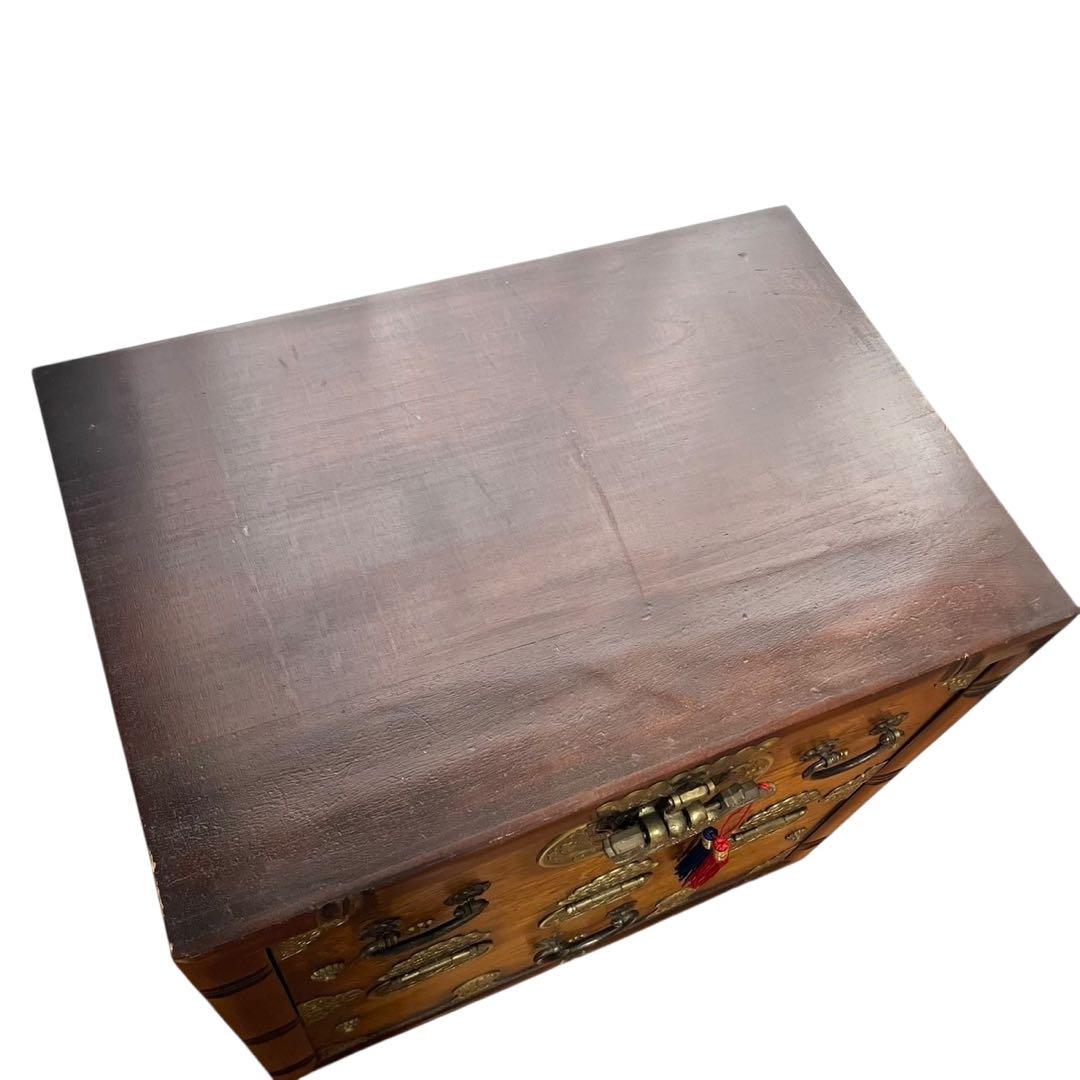 李朝家具 和家具 李朝けやき作り 薬箪笥 くすり箪笥 魚の鍵付き