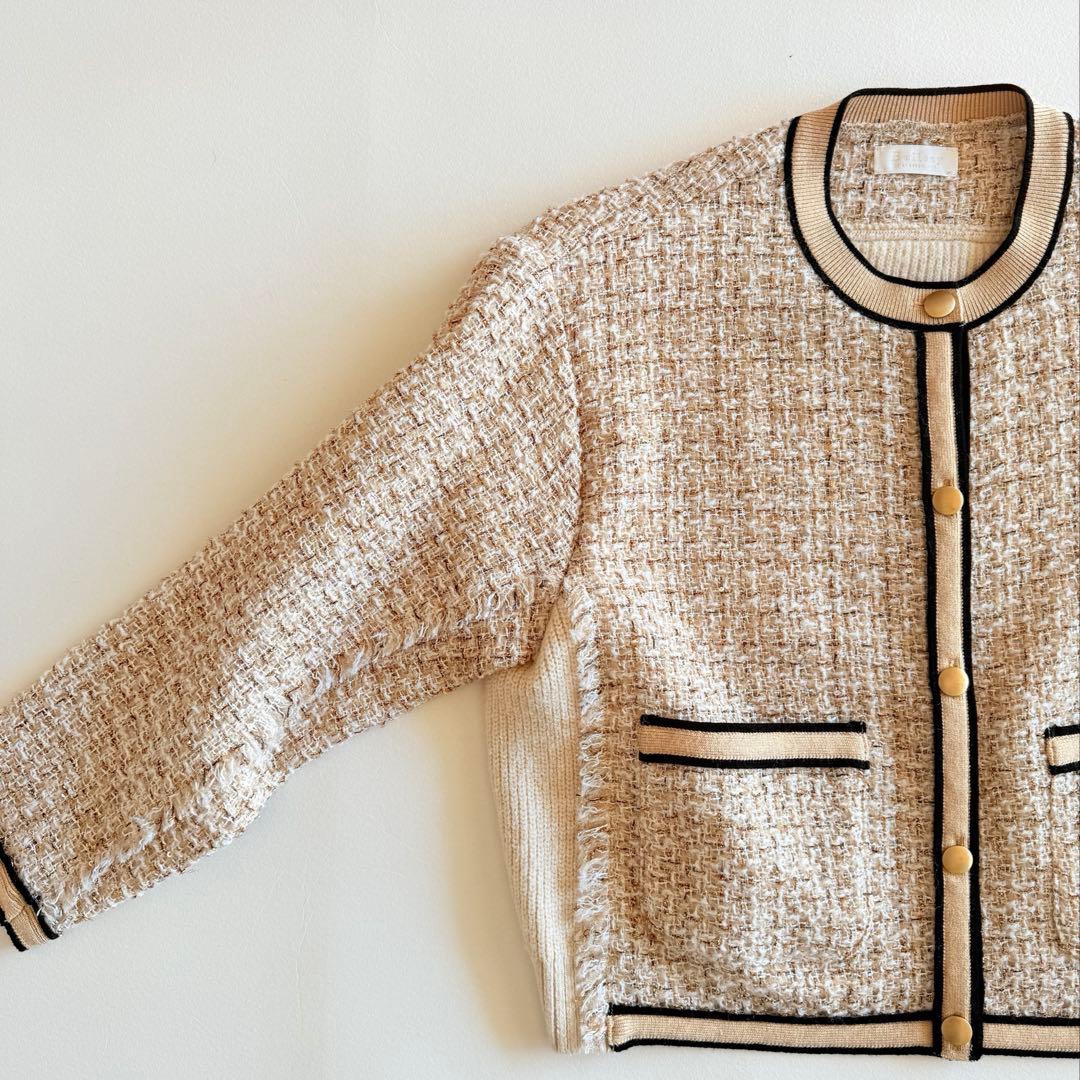 TOMORROWLAND ニットコンビツイード クルーネックジャケット