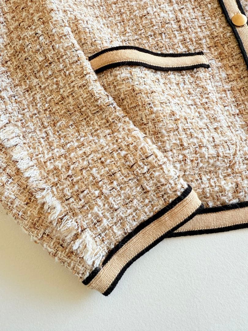 TOMORROWLAND ニットコンビツイード クルーネックジャケット