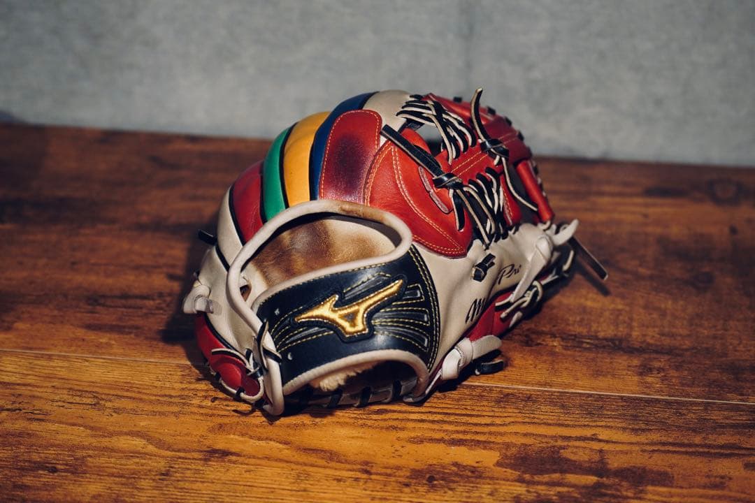 p*a様 m*o様 ミズノプロ 限定オーダー 軟式用 内野手用グラブ　レインボー