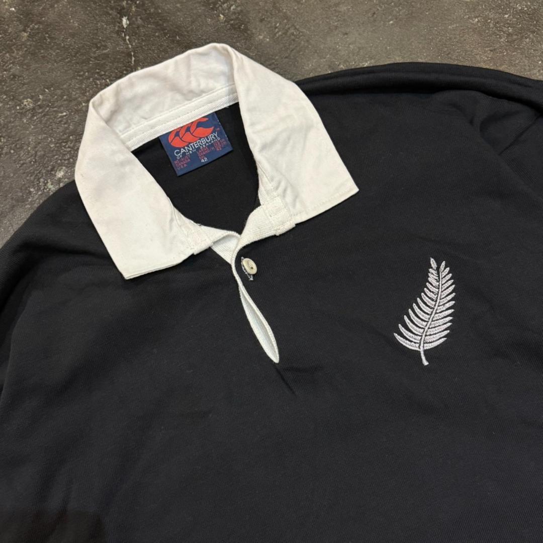 未使用保管品 CANTERBURY オールブラックス 長袖ラガーシャツ 42