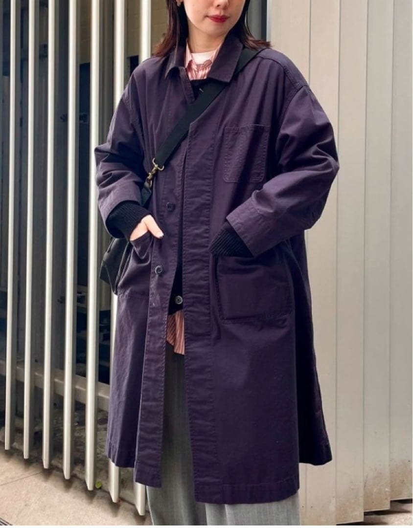 BEAMS BOY コットンツイルワークコート　ネイビー