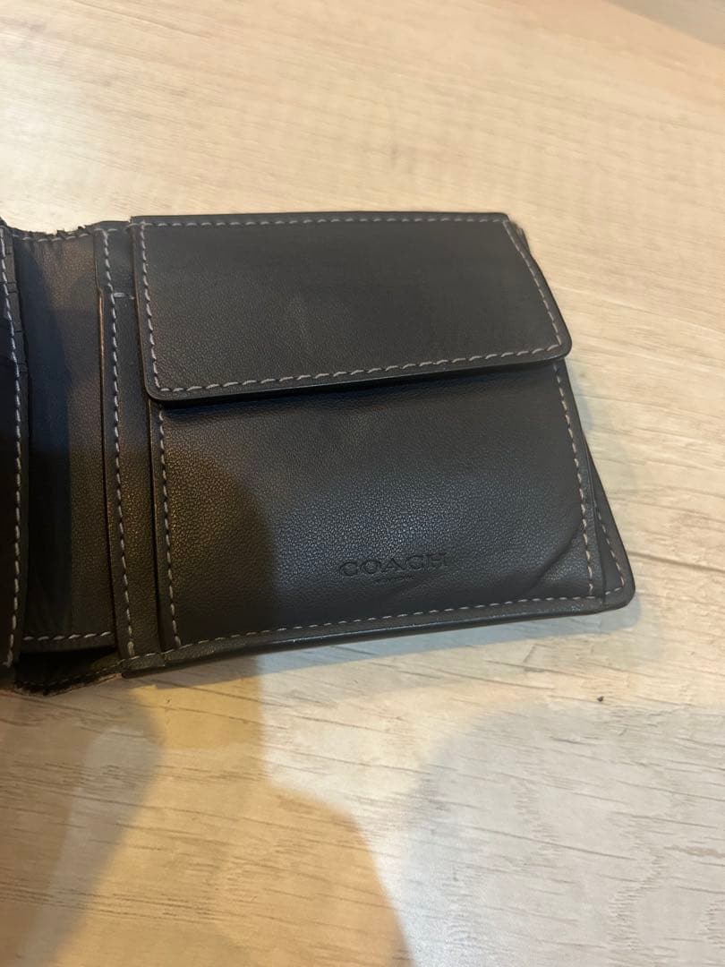 COACH二つ折り財布 紺 レザー