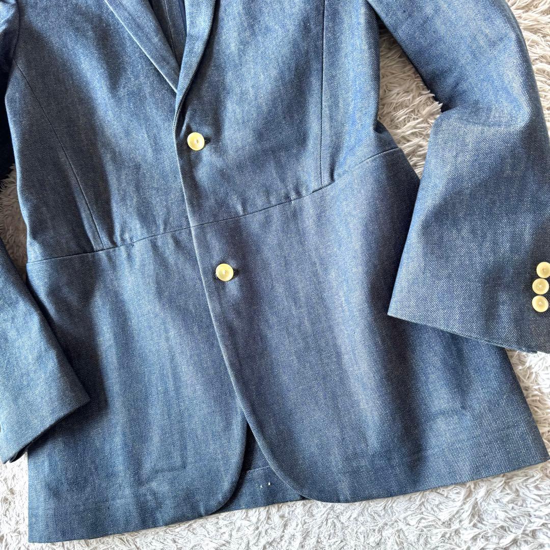 エディフィス　デニム　テーラードジャケット　ストライプ　ジージャン　ブルー　M