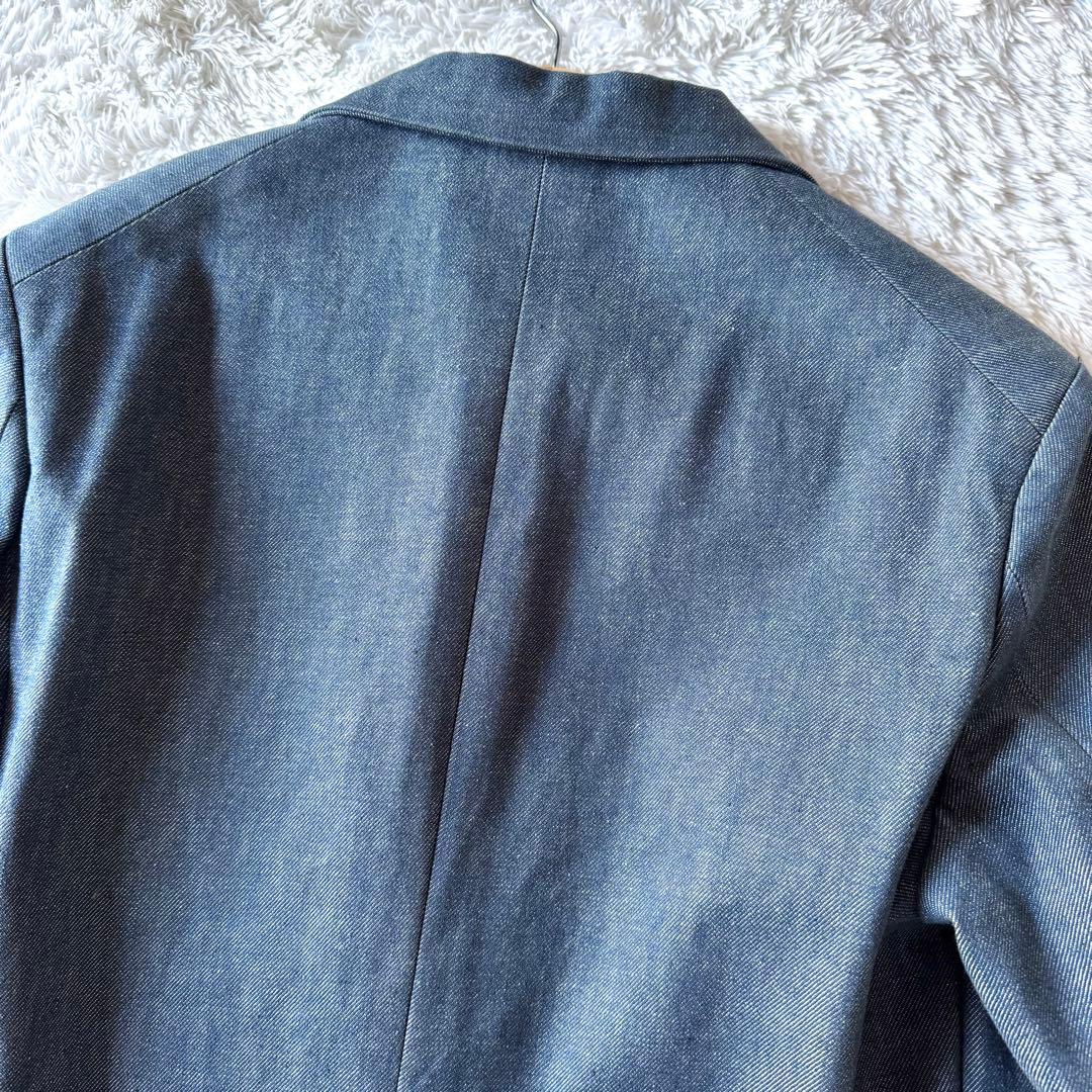エディフィス　デニム　テーラードジャケット　ストライプ　ジージャン　ブルー　M