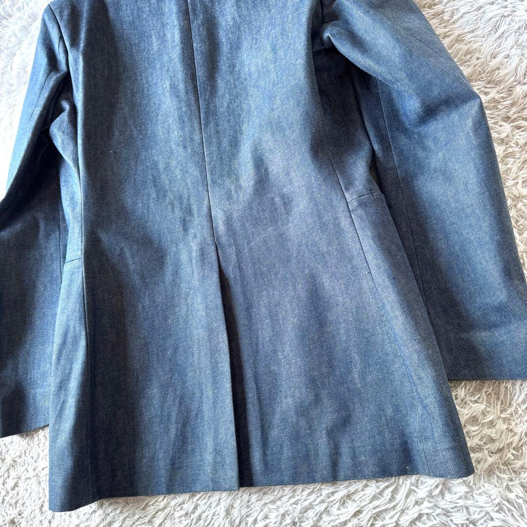 エディフィス　デニム　テーラードジャケット　ストライプ　ジージャン　ブルー　M