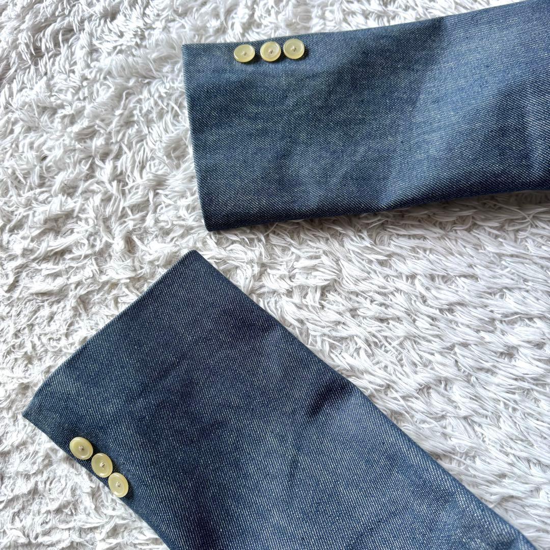 エディフィス　デニム　テーラードジャケット　ストライプ　ジージャン　ブルー　M