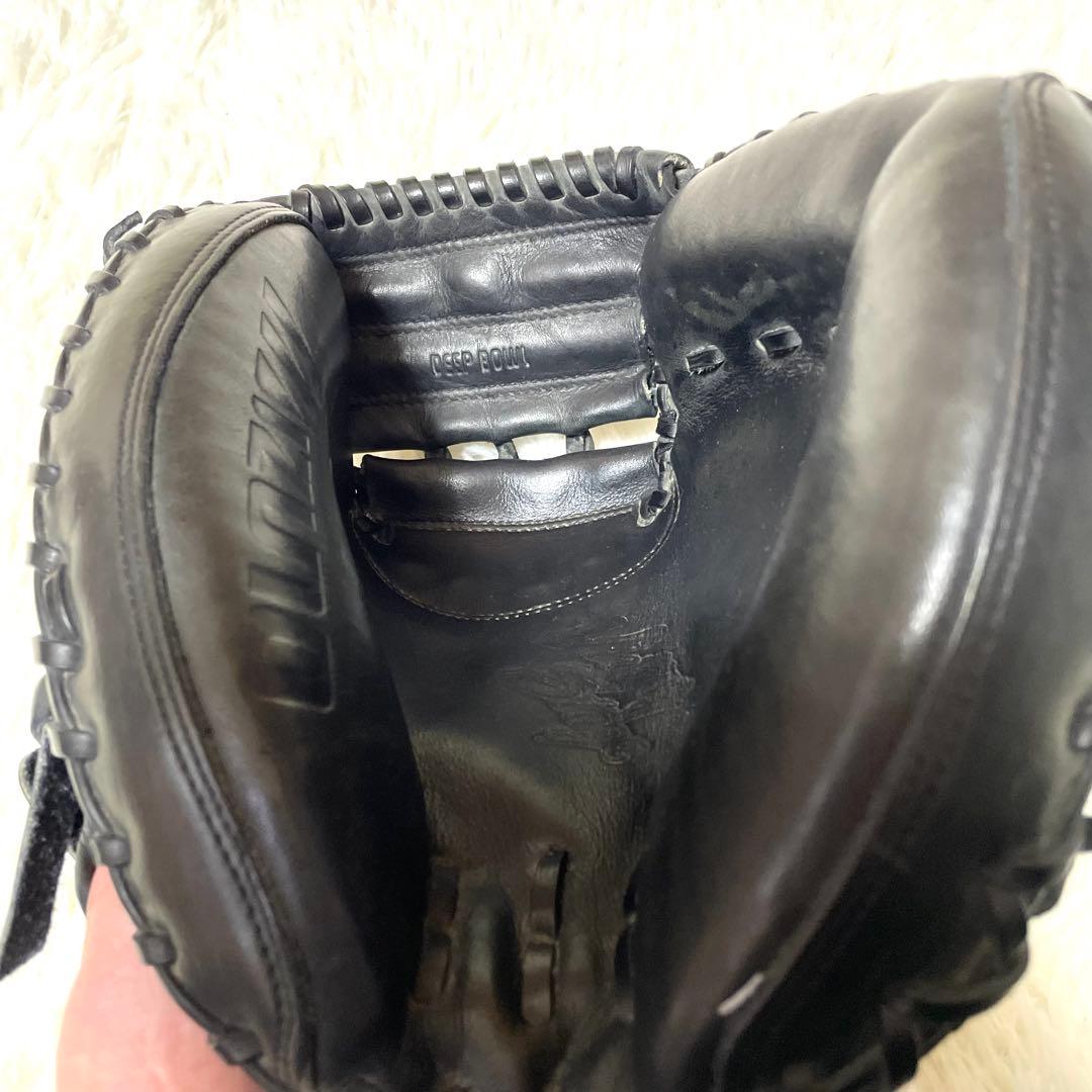 【美品】 ミズノ ビクトリーステージ 硬式 キャッチャーミット 黒 捕手用 厚革