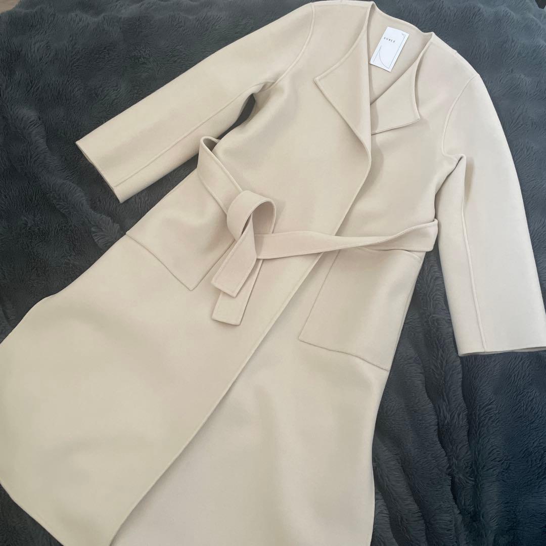 【NOBLE】　W/Nyリバーノーカラーコート 36サイズ