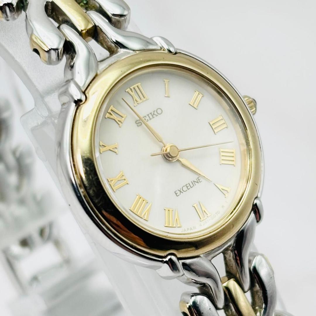 SEIKO エクセリーヌ 白蝶貝ダイヤル コンビ 腕時計 レディース クォーツ