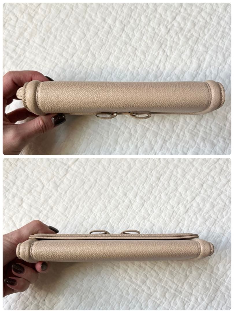 美品 SalvatoreFerragamo 長財布 ヴァラリボン ベージュ