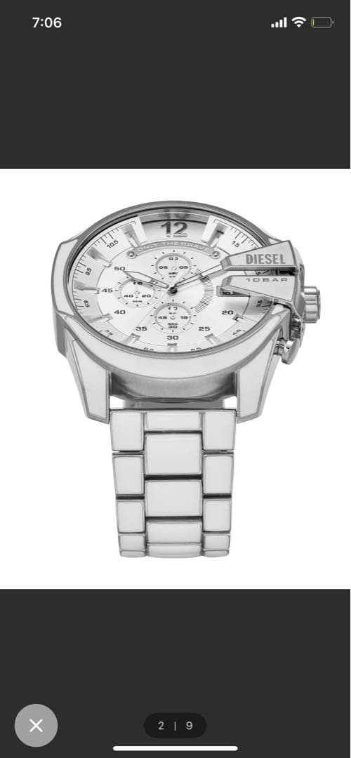 DIESEL シルバー クロノグラフ 時計