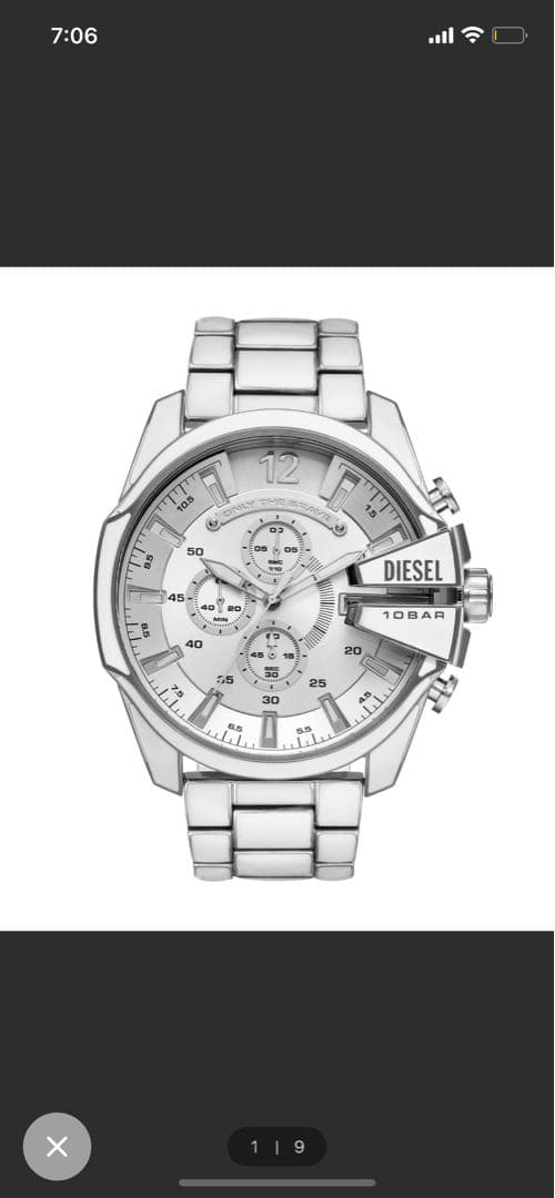 DIESEL シルバー クロノグラフ 時計