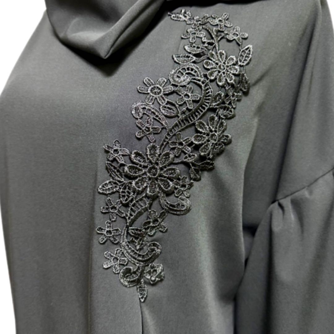 振袖　着物リメイク　ドレス　黒×松竹梅　和柄　ワンピース　ハンドメイド