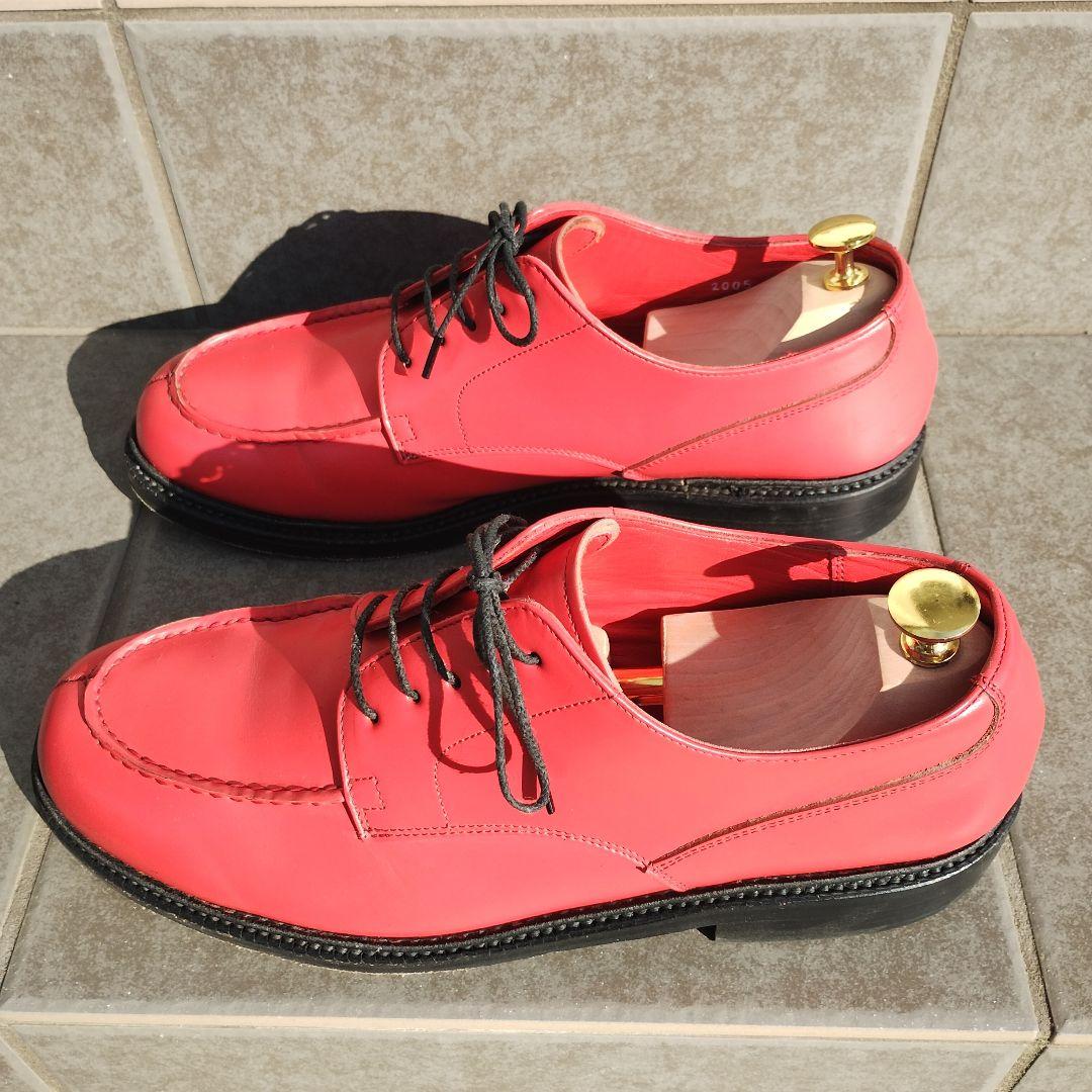 山根靴店　Ｕチップ　 レザー　２７cm　 レッド　EVISU