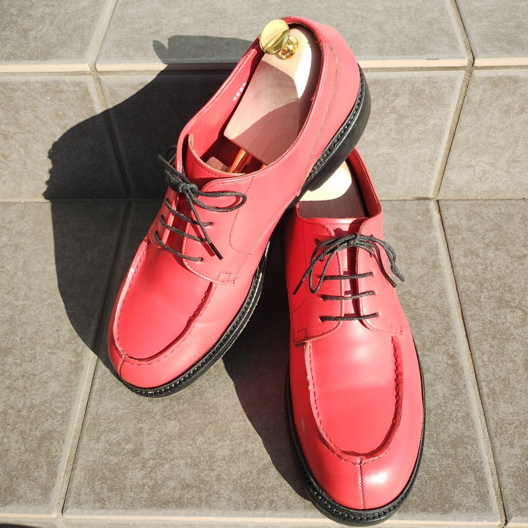 山根靴店　Ｕチップ　 レザー　２７cm　 レッド　EVISU