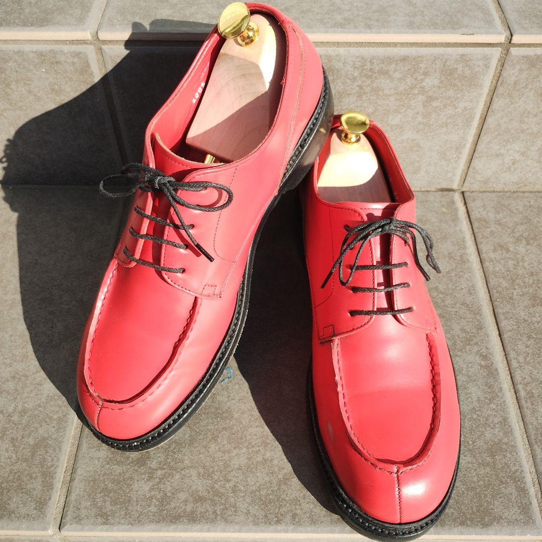 山根靴店　Ｕチップ　 レザー　２７cm　 レッド　EVISU