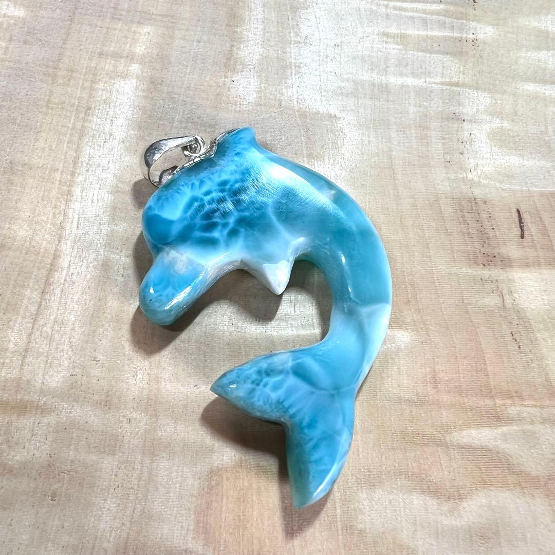 高品質　イルカ型ラリマー　ペンダント　ネックレス　silver925 3-18