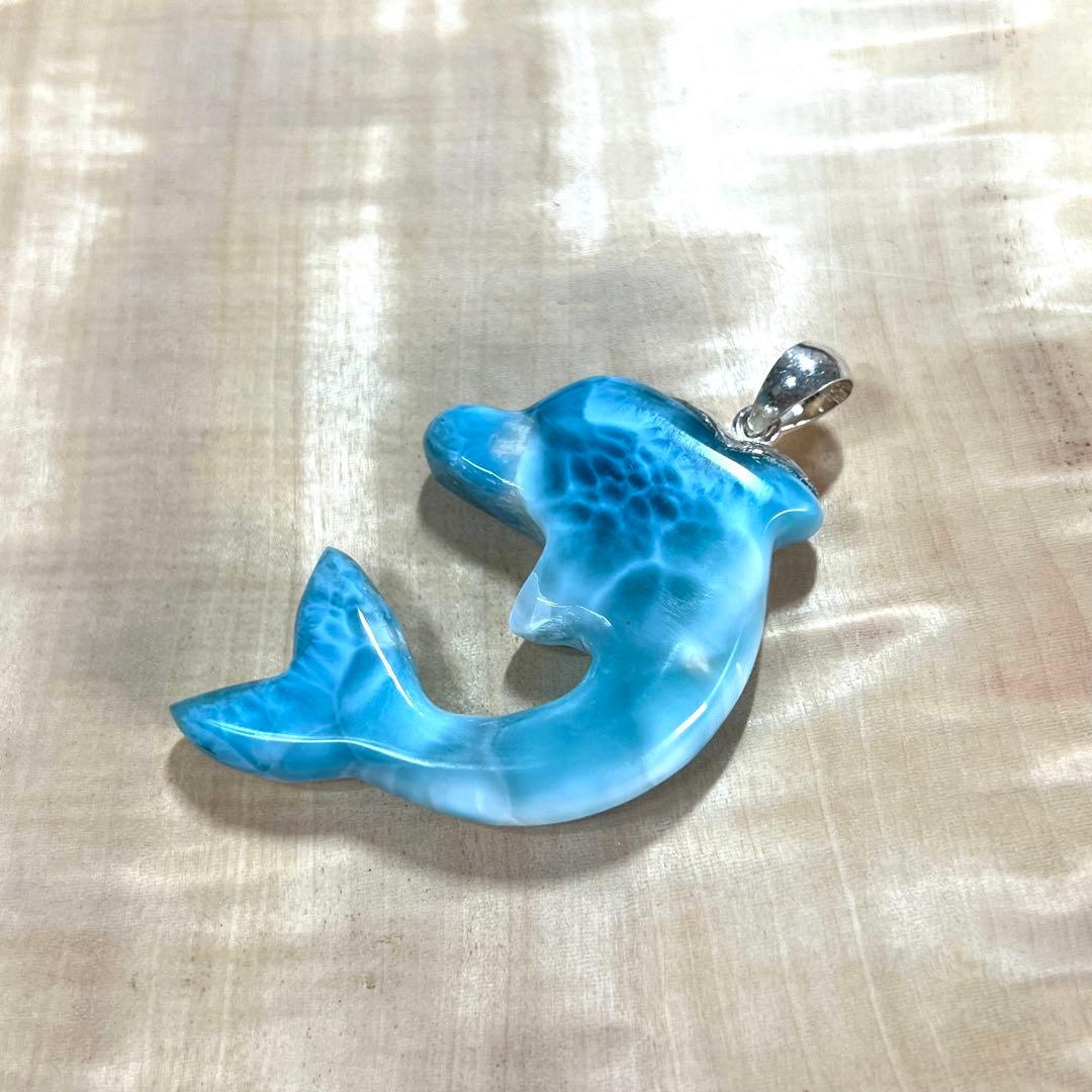 高品質　イルカ型ラリマー　ペンダント　ネックレス　silver925 3-18