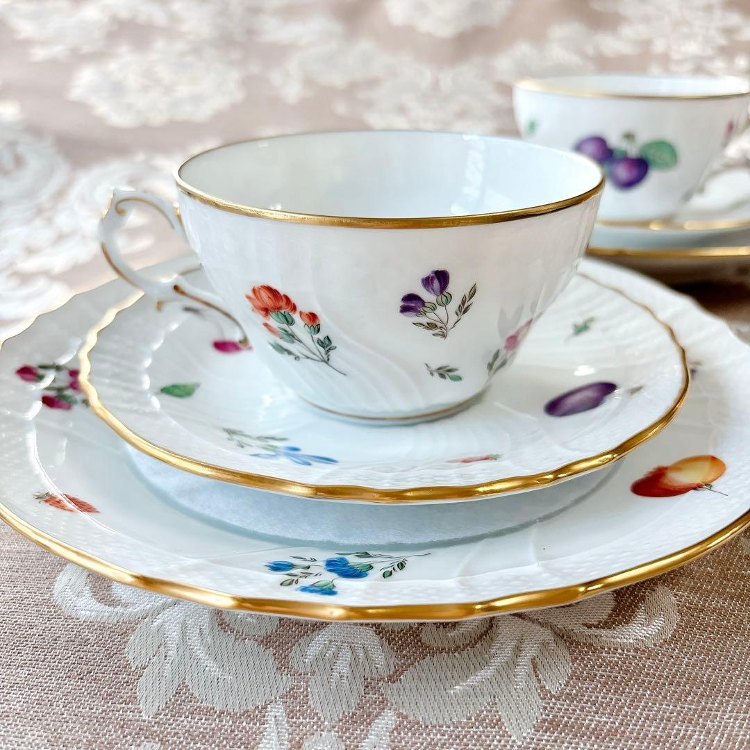 美品❤️ジノリ❤️ペルージャ❤️トリオ２セット　カップ＆ソーサー　デザート皿