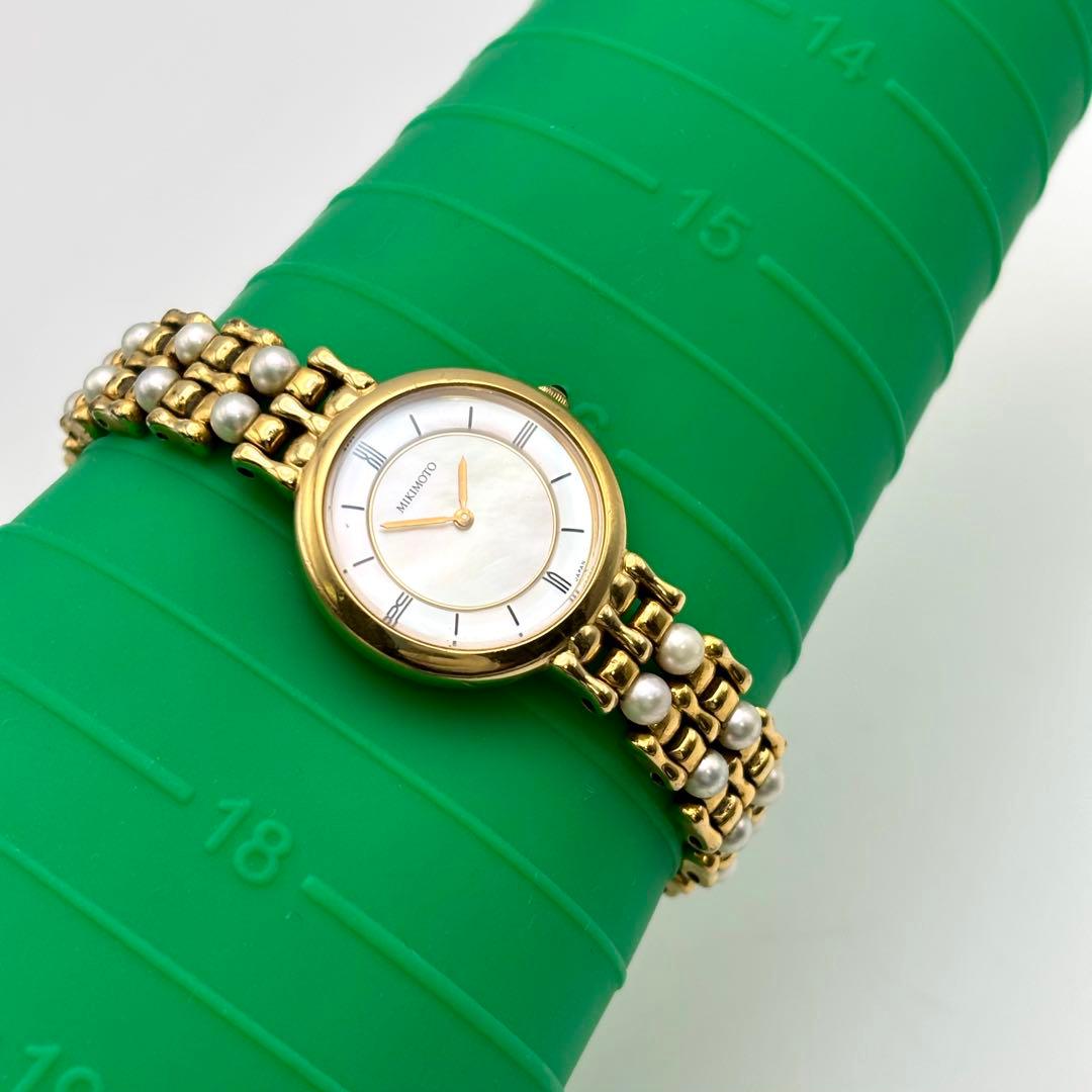 【希少】MIKIMOTO ミキモト 腕時計 パール シェル 18KGP ブレス