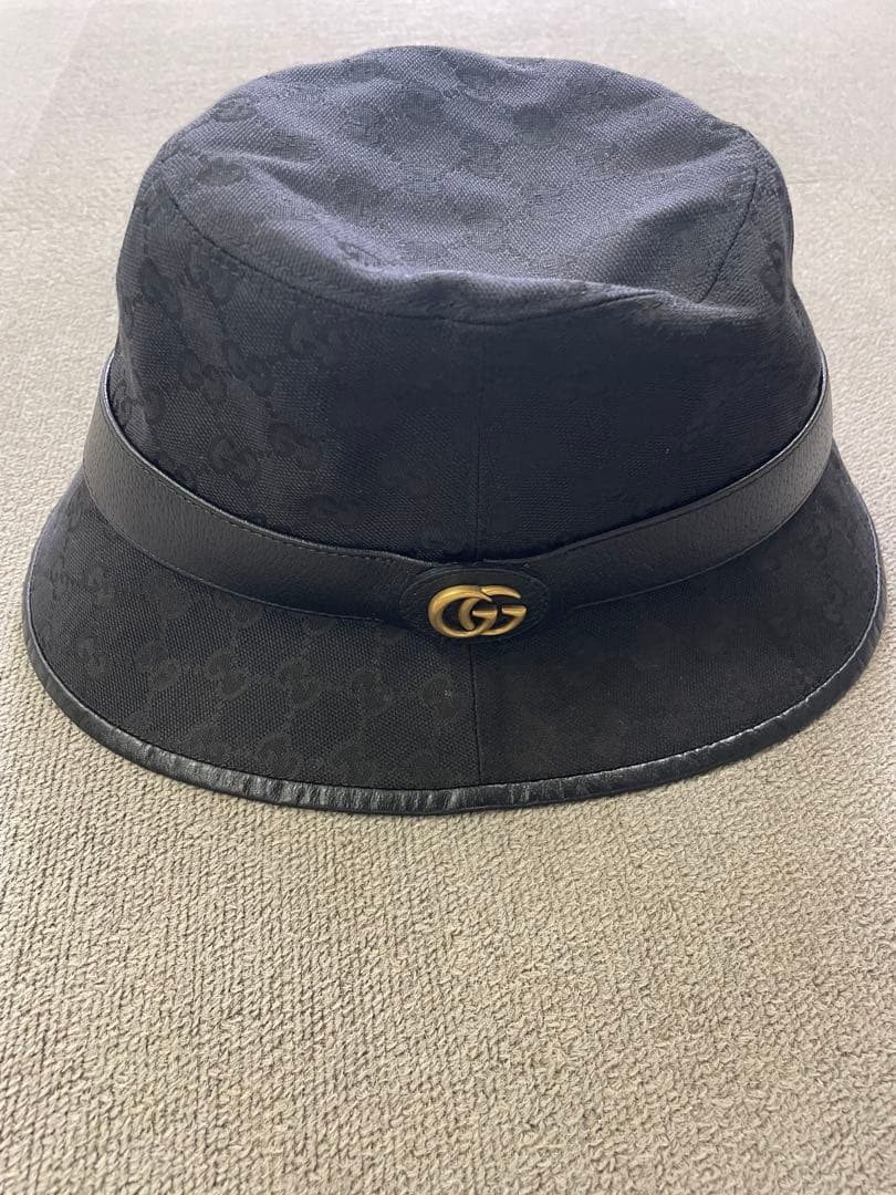 極美品✨ GUCCI 帽子 GGキャンバス バケットハット ブラック グッチ　L