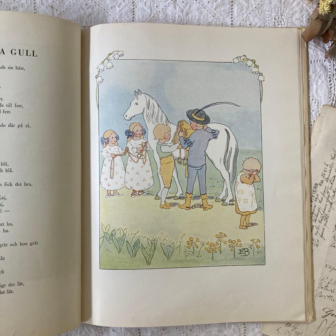 【歳末SALE】L333北欧ヴィンテージ絵本　【超希少】エルサベスコフ　花のうた