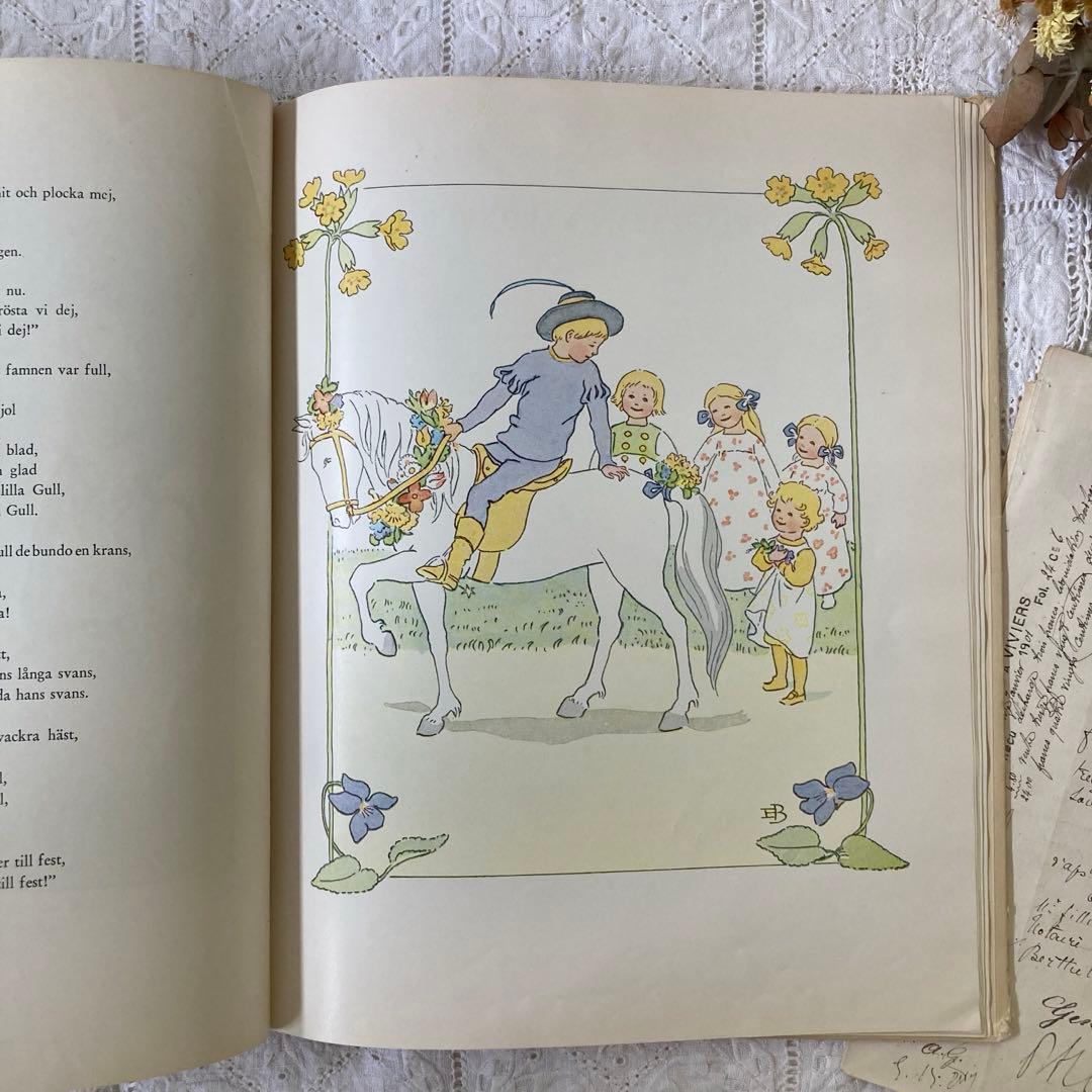 【歳末SALE】L333北欧ヴィンテージ絵本　【超希少】エルサベスコフ　花のうた