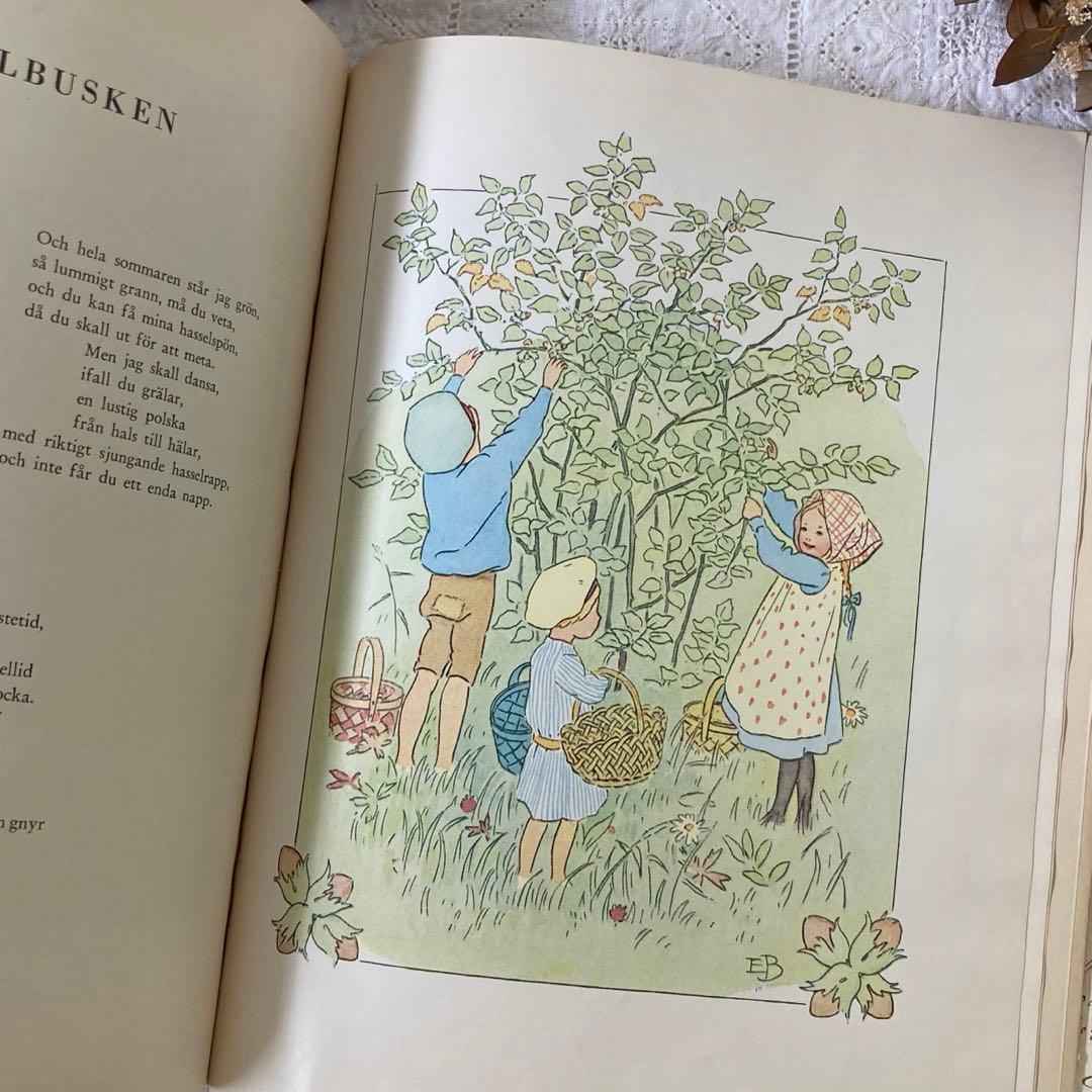 【歳末SALE】L333北欧ヴィンテージ絵本　【超希少】エルサベスコフ　花のうた