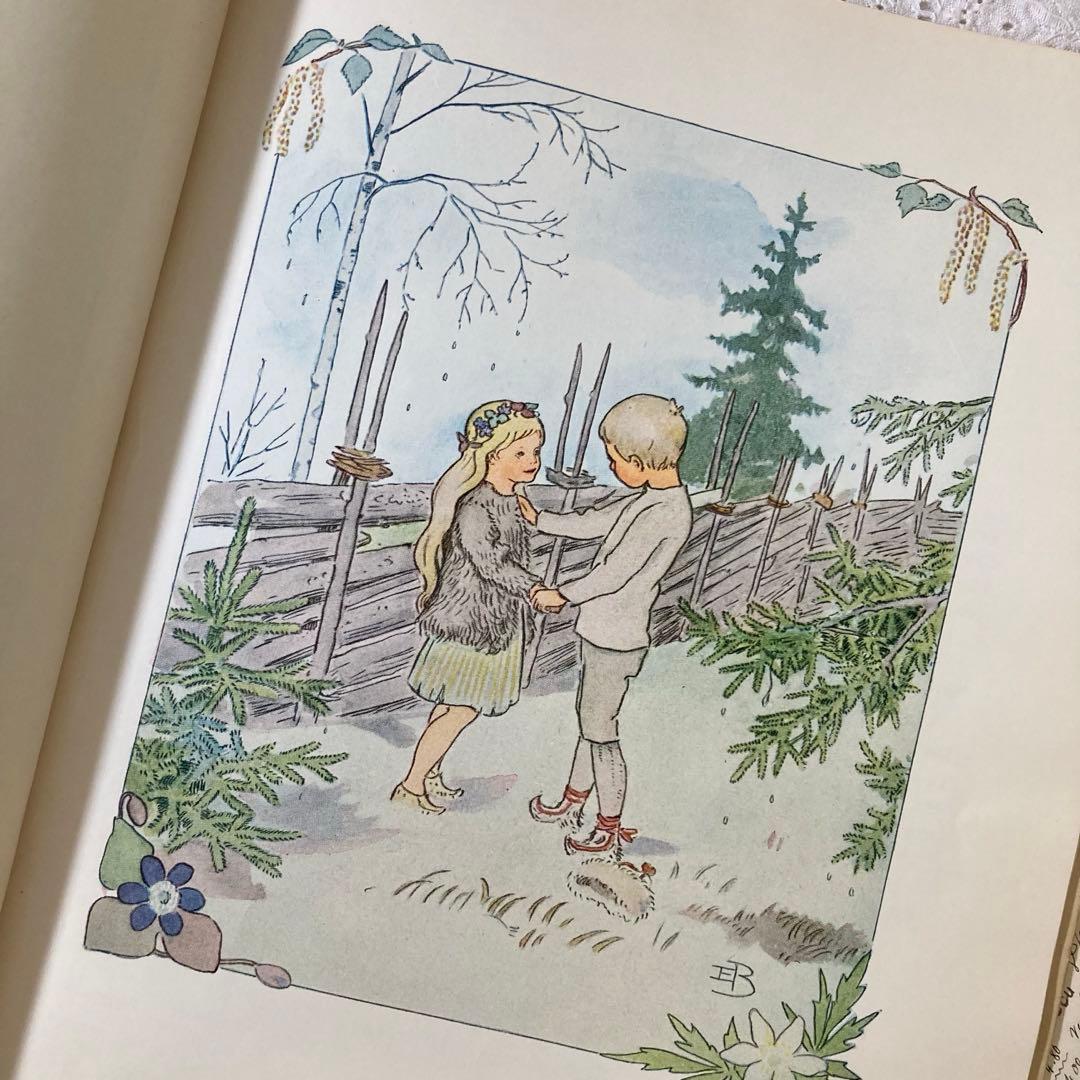 【歳末SALE】L333北欧ヴィンテージ絵本　【超希少】エルサベスコフ　花のうた