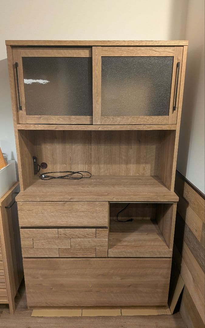 【専用】食器棚　大川家具　木製　幅105cm　奥行45cm　高さ185cm