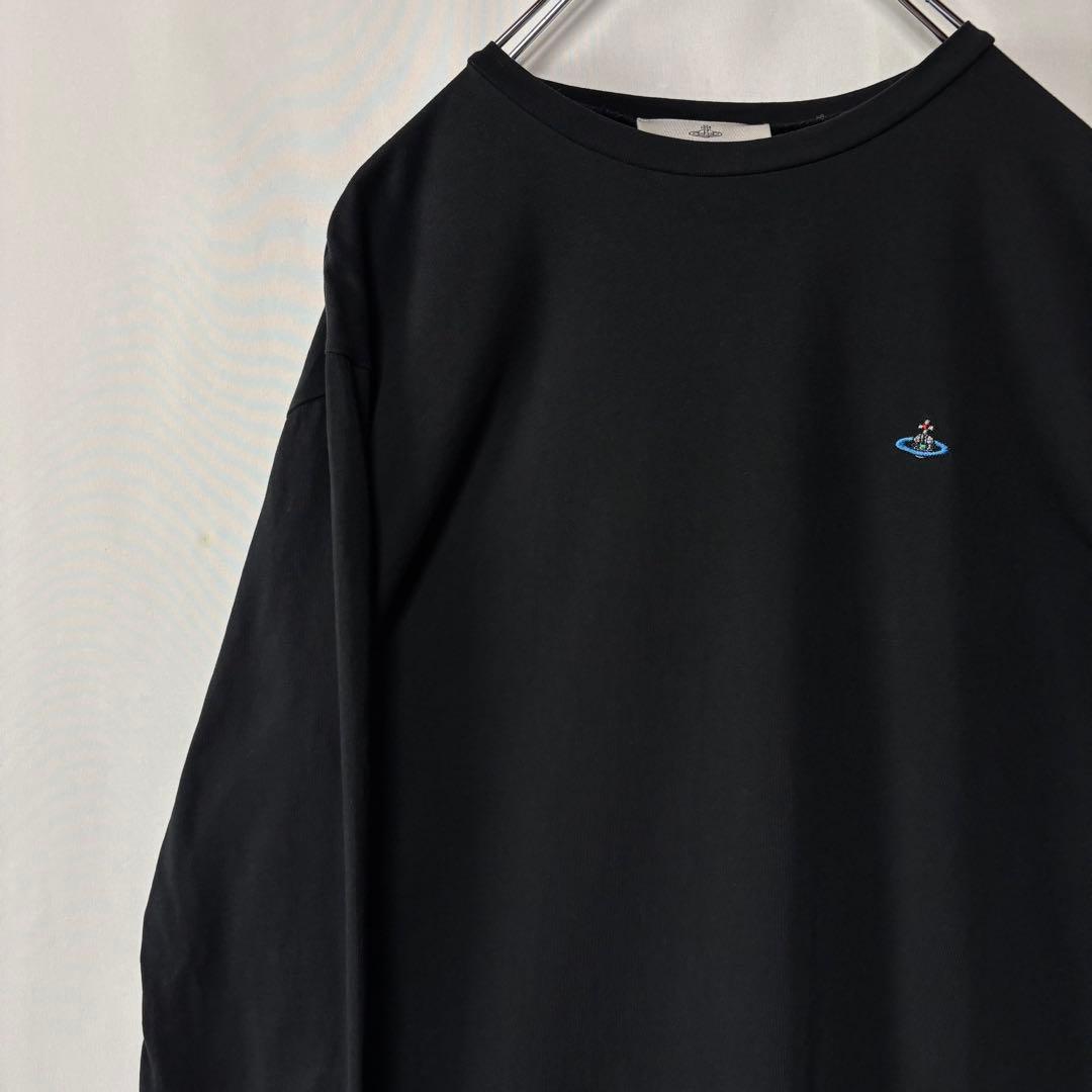 ポルトガル製　ヴィヴィアン・ウエストウッド　刺繍ロゴ　ロングTシャツ　L　黒