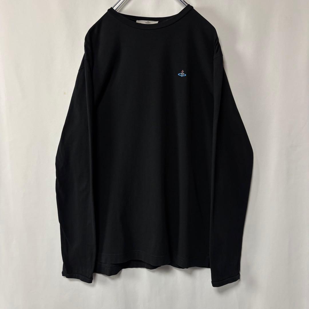 ポルトガル製　ヴィヴィアン・ウエストウッド　刺繍ロゴ　ロングTシャツ　L　黒